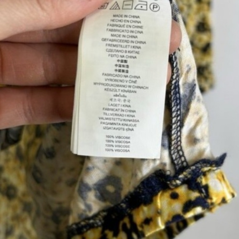 Michael Kors Black Yellow Geometric Print Long Sleeve Pullover Blouse L - Picture 7 of 7